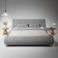 thumbnail image 3 of Sha Cerlin Full Size Upholstered Linen Fabric Low Profile Sleigh Platform Bed Frame with Adjustable Headboard, Wood Slats Support, Grey, 3 of 8