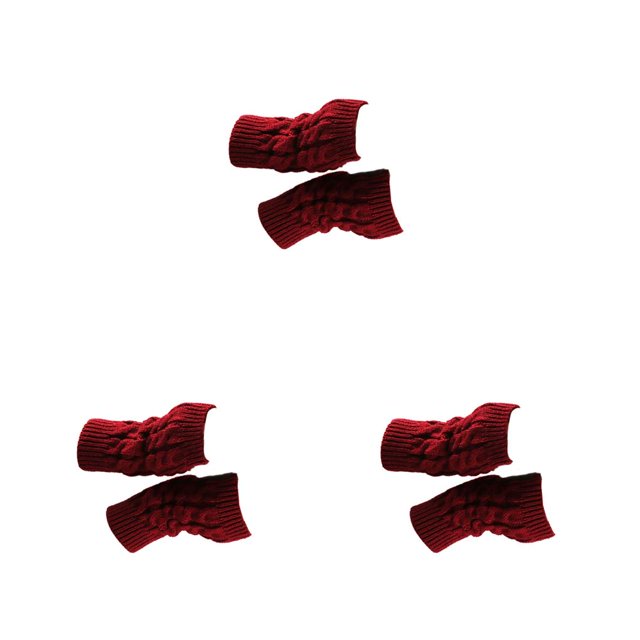 ZLight 1 Pair Fingerless Mittens Fashionable Simple Knitting Craft Clothes Accessory for Decoration Keeping-warm Wear Wine red 3Set