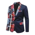 thumbnail image 2 of Cloudstyle Men's Patchwork Printed Notch Lapel Single-Breasted One-Button Blazer with Center Back Vent, 2 of 12