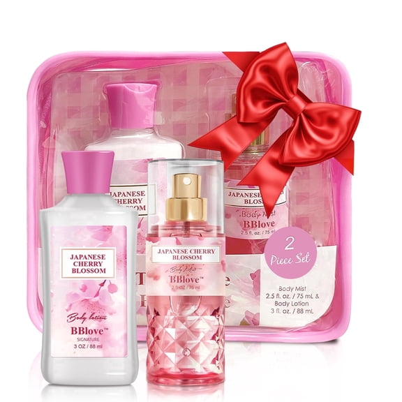 BBlove Bath and Body Care Set,Japanese Cherry Blossom Scents,Bath&Body 2 Set,with Body Lotion,Mist