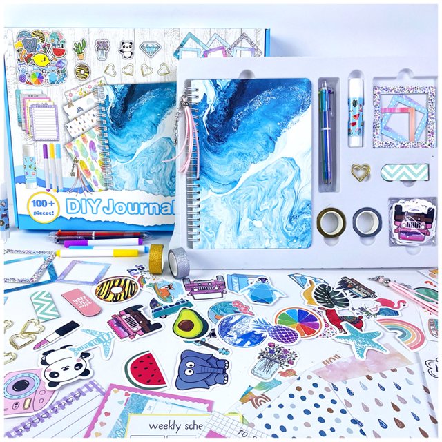 Tignapoo Creative DIY Journal Set for Girls 8-14 - Scrapbook Kit with Stickers, Notebook, and Accessories for Crafting and Diary Writing
