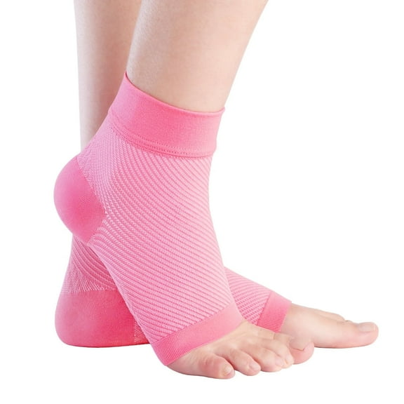 AVIDDA 1 Pair Plantar Fasciitis Support Socks Ankle Support Compression Foot Sleeves for Sprained Ankle, Running Sports Protection Pain Relief, Pink-White, Size S