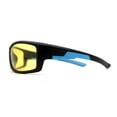 thumbnail image 3 of Mens Driving Yellow Lens TAC 1.1 Polarized Wrap Soft Arm Sport Sunglasses Matte Black Blue, 3 of 4