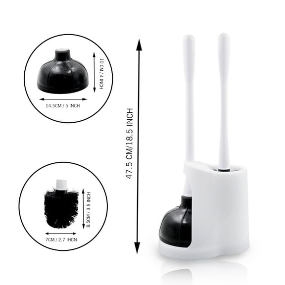 Cleanse Right Toilet Plunger and Bowl Brush, Drip Tray, Compact Storage, Antibacterial Plastic Handles, Rubber Plunger, Cleans Toilets, Sinks and Drains