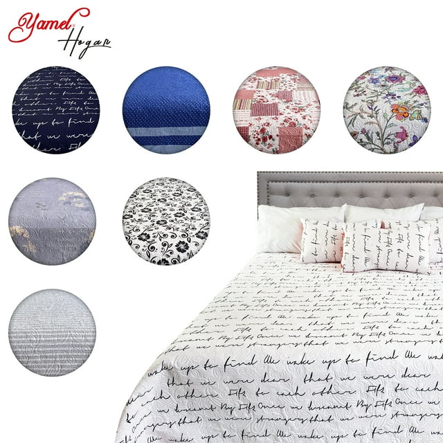 Colcha Matrimonial Doble Vista Estampada Poesia Yamel