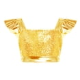 thumbnail image 4 of iiniim Girls Shiny Skirt And Top Set Ballroom Dancewear 2 Piece Dance Outfit for Cha-cha Performance Gold 16, 4 of 7