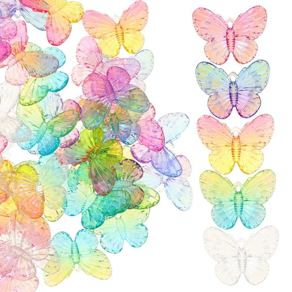 KAKOWELY Mini Acrylic Butterfly Scrapbooking Embellishments 50Pcs For Diy Crafts