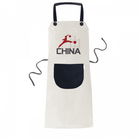 

China Sports Basketball Jump Apron Adjustable Bib Cotton Linen BBQ Kitchen Pocket Pinafore