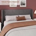 thumbnail image 3 of IDEALHOUSE King Size Bed Frame with Wingback Headboard, Velvet Upholstered Platform Bedframe with Wood Slats, No Box Spring Needed, Easy Assembly, Grey, 3 of 7