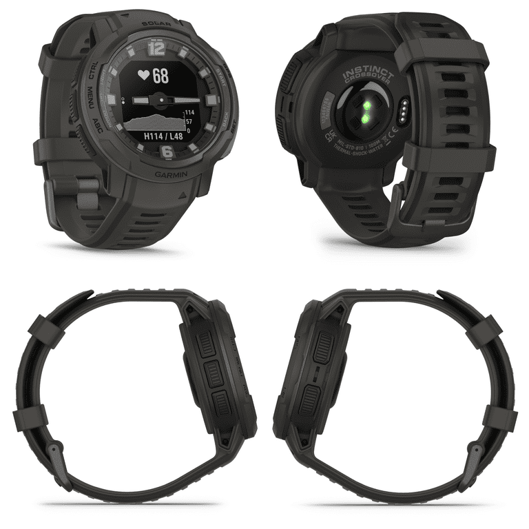  Garmin Instinct Crossover Solar, Rugged Hybrid Smartwatch with  Solar Charging Capabilities, Analog Hands and Digital Display, Graphite,  Adjustable : Electronics