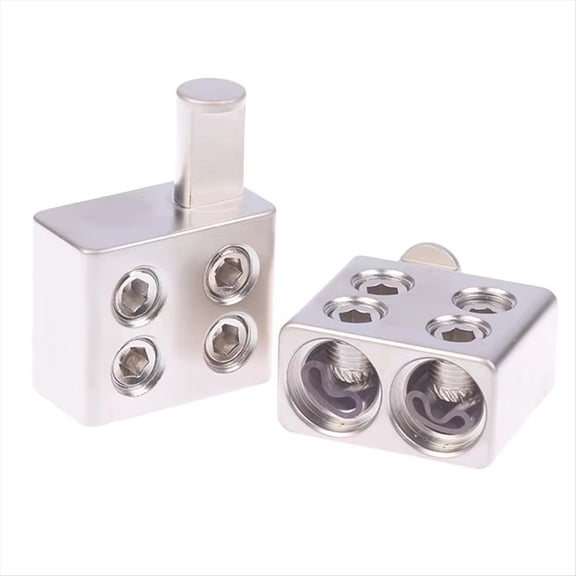 2pcs Car Audio Splitter Wire Power Supply Terminal Audio Amplifier Dual 1/0 Gauge to 1/0 Gauge Amp Input Reducers