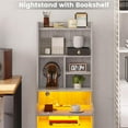 thumbnail image 5 of Toogaho Nightstand with 2 Drawers and Bookshelf, Bedside Table with LED Light and Charging Station, End Table Storage Cabinet for Bedroom, Gray, 5 of 8