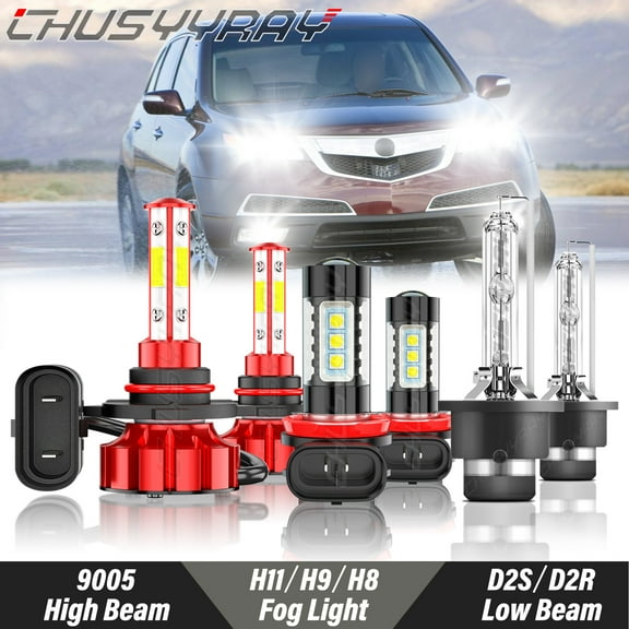 For Acura MDX 2007 2008 2009 2010 2011 2012 2013 - LED HID Headlight   Fog Light Bulbs Kit 6000K White 6x