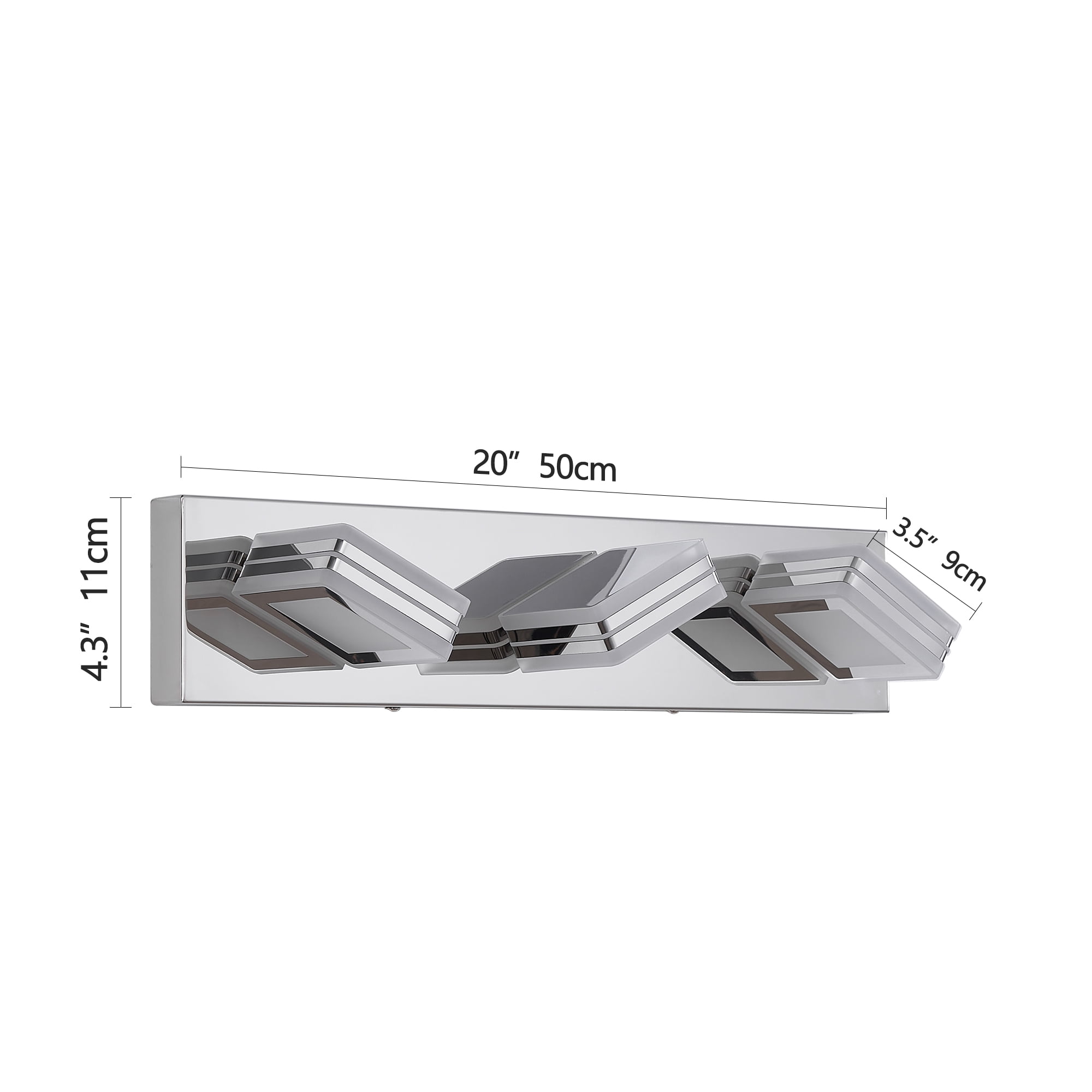 Jopath Modern Dimmable Vanity Lights for Bathroom, LED 3-Light Square Acrylic Lampshades Wall Mount Fixture for Bathroom Vanity Mirror