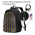 thumbnail image 2 of Balery Mardi Gras Shiny Green Purple Mochila con carga USB para hombre y mujer - Mochila impermeable y antirrobo para laptop con puerto USB para viajes, trabajo, 2 of 7