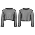 thumbnail image 6 of Zaldita Kids Girls Fishnet Mesh Long Sleeve Crop Tops Hip Hop Street Dance Pullover Tee Shirt Blouse Clubwear Black 9-10, 6 of 7