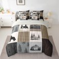 thumbnail image 2 of Manfei Rustic Bear Wolf Bedding Comforter Set 7pcs, Farmhouse Woodland Wildlife Queen Bedding Sets, Countryside Theme Reversible Queen Sheet Sets, Microfiber Bedroom Decor, 2 of 7