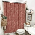 thumbnail image 2 of Boho Farmhouse Botanical Linen Shower Curtain for Bathroom Extra Long 84'', Rusty Red Tribal Plants Leaves Nature Shower Curtain Set with Hooks, Heavy Weighted & Water Resistant, 2 of 5
