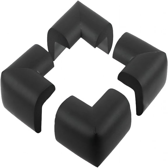 XIBUFE 4 Pieces Set Corner Protector | Baby Proofing Table Corner Bumper Guard | Child Safety Furniture Fireplace Corner Edge Guards | Soft Foam | Safe Corner Cushion | Pre-Taped |(Black)