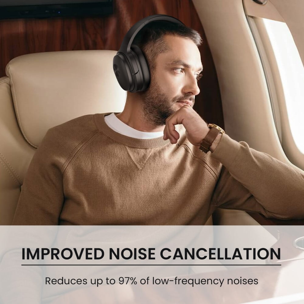 Active Noise Canceling Headphones Bluetooth Wireless Headphones Over Ear Bluetooth 5.2 Deep Bass 30Hrs for Home Office,Jet Black