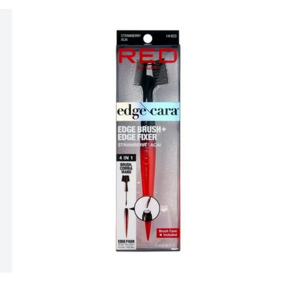 RED by Kiss Edge Cara 4 in 1 Edge Brush Comb Boar Bristles with Edge Fixer (Strawberry Acai)