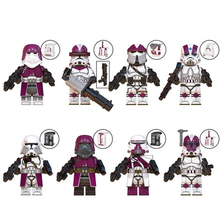 8 Pcs Star Wars Minifigures Building Blocks Toys 1.77 Inch Collection Clone Troopers Action Figures Assembled Building Kits Birthday Gift for Kids Boys Fans
