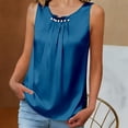 thumbnail image 2 of Duoif Womens Tank Tops, Satin Mock Neck Blouse, Pleated Sleeveless Work Shirts for Women Blue XL, 2 of 4