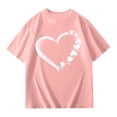 thumbnail image 4 of MIXUE Toddler Girls Tops & T-Shirts Summer Heart Print Round Neck Drop Shoulder Short Sleeve Loose T Shirts Sportwear,Pink,3-4 Years, 4 of 6