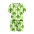 thumbnail image 4 of Girls Boys St. Patrick's Day Outfits 2PC Comfy Casual Printed Short Sleeve V Neck Pullover Top with Shorts Sets with Pockets Mint Green 2 11-12 Years, 4 of 7