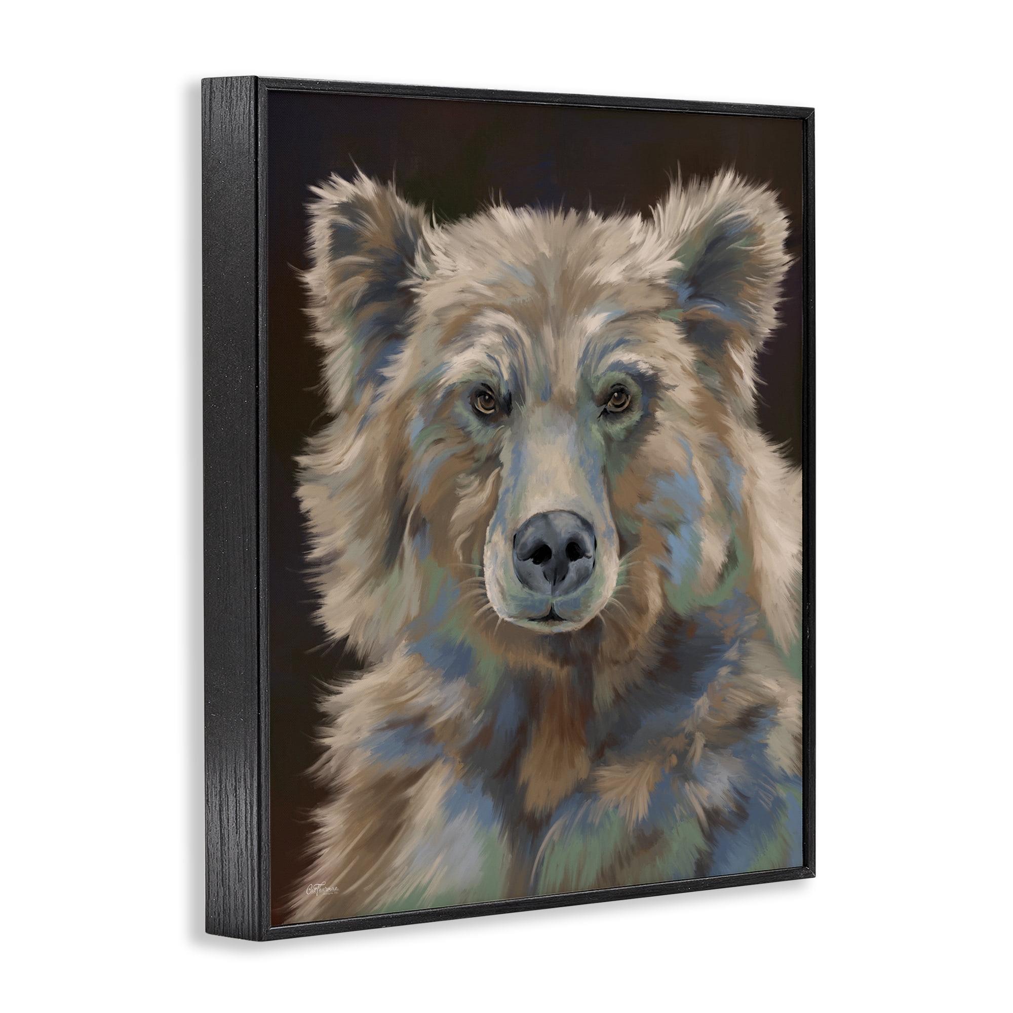Stupell Industries Fluffy Bear Portrait Animals & Insects Painting Black Framed Art Print Wall Art, 24 x 30