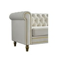 thumbnail image 6 of 3 Seater Chesterfield Button Tufted Velvet Sofa, Wide Upholstered Couch with Rolled Arms Removable Cushions Metal Legs for Living Room Office Apartment, 6 of 11