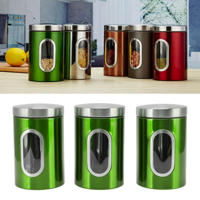 Latas De Almacenamiento De Alimentos De Acero Inoxidable Cajas De Almacenamiento De Cocina Almacenamiento De La Despensa Para Cereales, Harina Y Azúcar