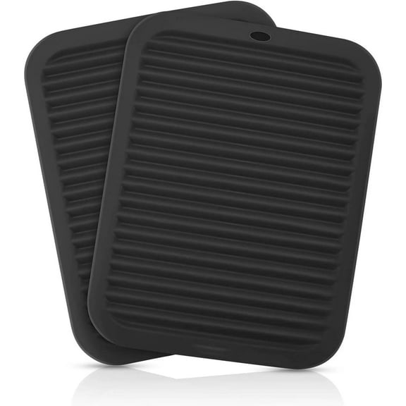 Olurrisa 2 PACKS Silicone Trivet Mats Pot Holders & Heat Resistant Mats for Countertop - 2 Pack Black