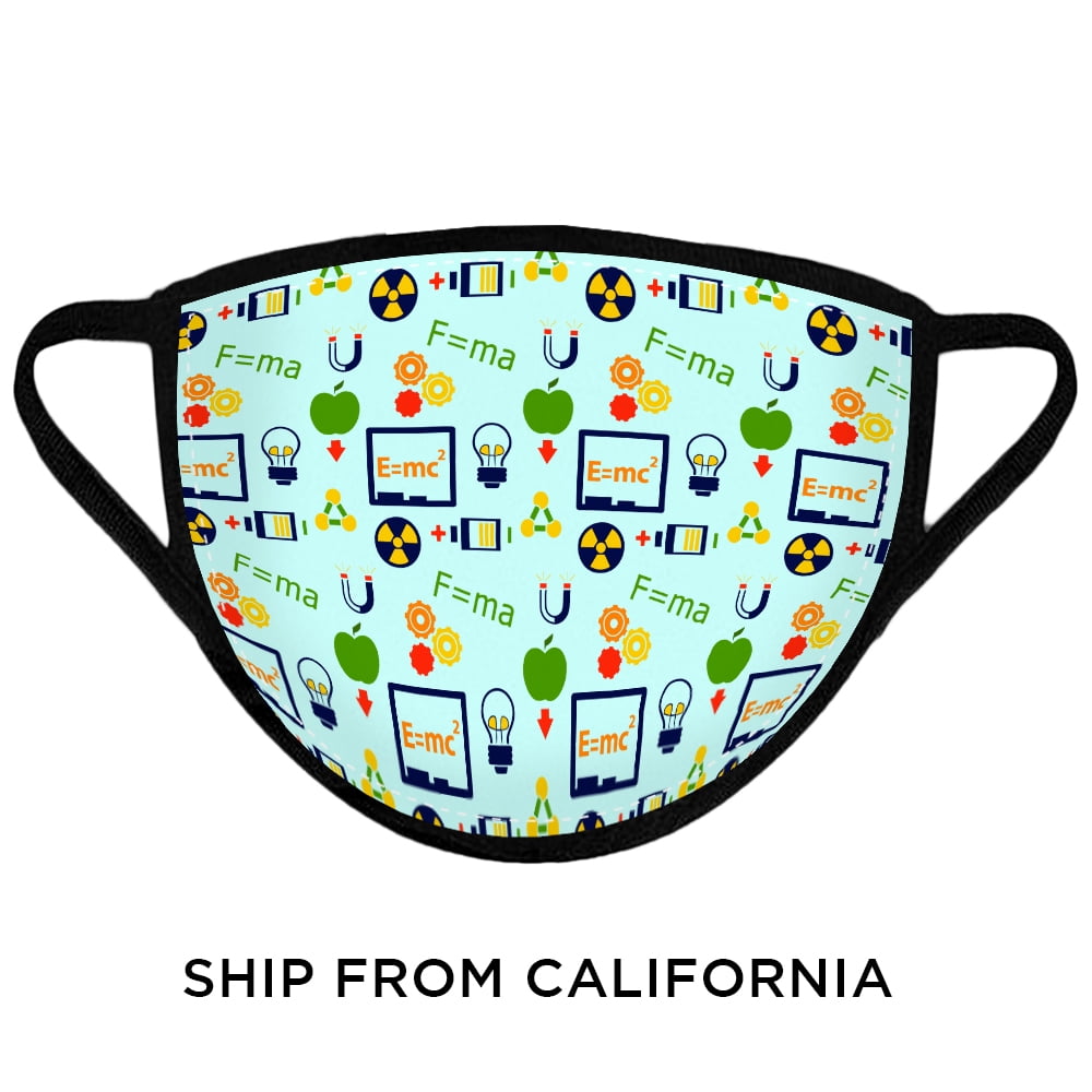 Physics Science Theme Face Mask Reusable Face Mask Washable Cloth Face Masks 4 Layered Breathable Mouth Mask Nose Mask for Physics Lovers Physics Teacher Student Face Mask