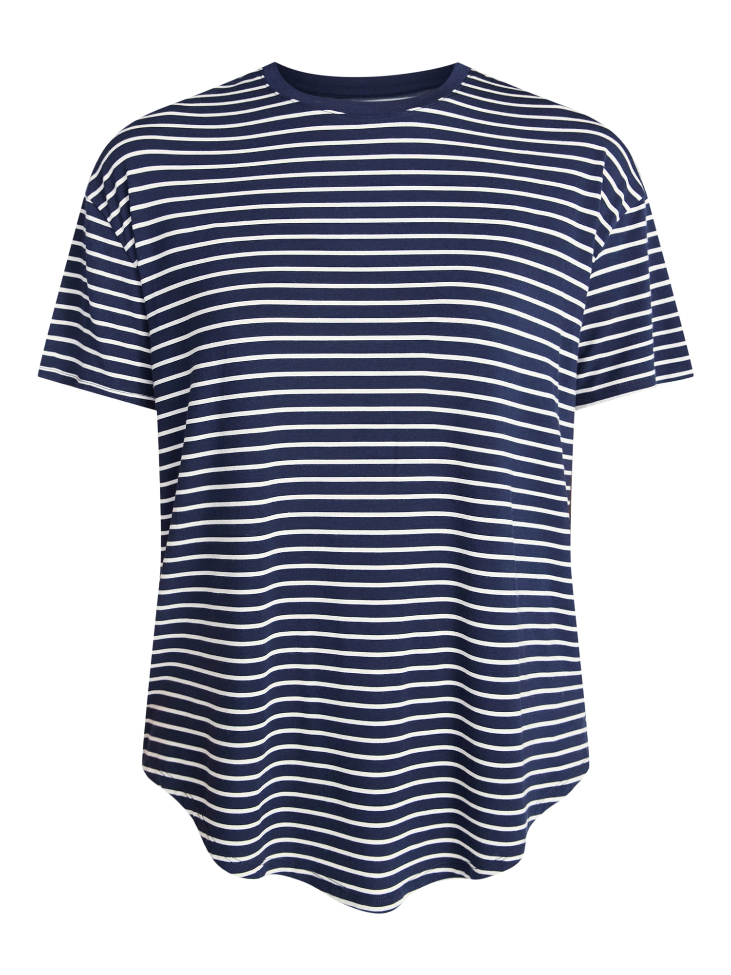 Time and Tru Women's Crewneck Tunic Tee with Short Sleeves, Sizes XS-XXXL