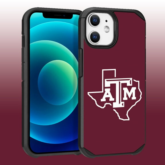Apple iPhone 12 (6.1) / iPhone 12 Pro (6.1) - Licensed NCAA of Texas A&M University Aggies Logo on Red Textured Dual Layer Case