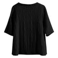 thumbnail image 6 of Women's Plus Size Hollow Out Cardigan, 3/4 Sleeve Loose Knit Open Front Top, Lightweight Breathable Layering Sweater for Spring Fall Summer Daily Wear Black, 6 of 6
