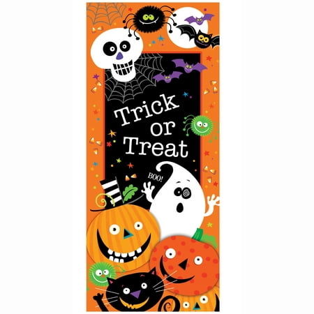 Plastic Trick or Treat Halloween Door Poster, 5 x 2.25ft