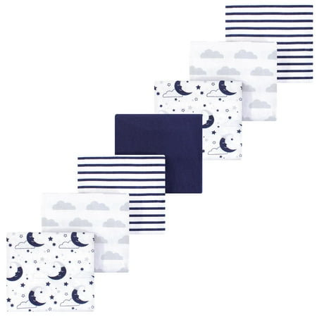 Luvable Friends Hudson Baby Flannel Receiving Blankets 7pk, Blue Moon