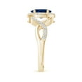 thumbnail image 3 of ANGARA Natural 1.55 ct Blue Sapphire Crossover Ring with Diamond Halo in 14K Yellow Gold for Women (Size-8x6mm) | September Birthstone, Anniversary, Jewelry Gift for Women | Natural Sapphire Ring, 3 of 10