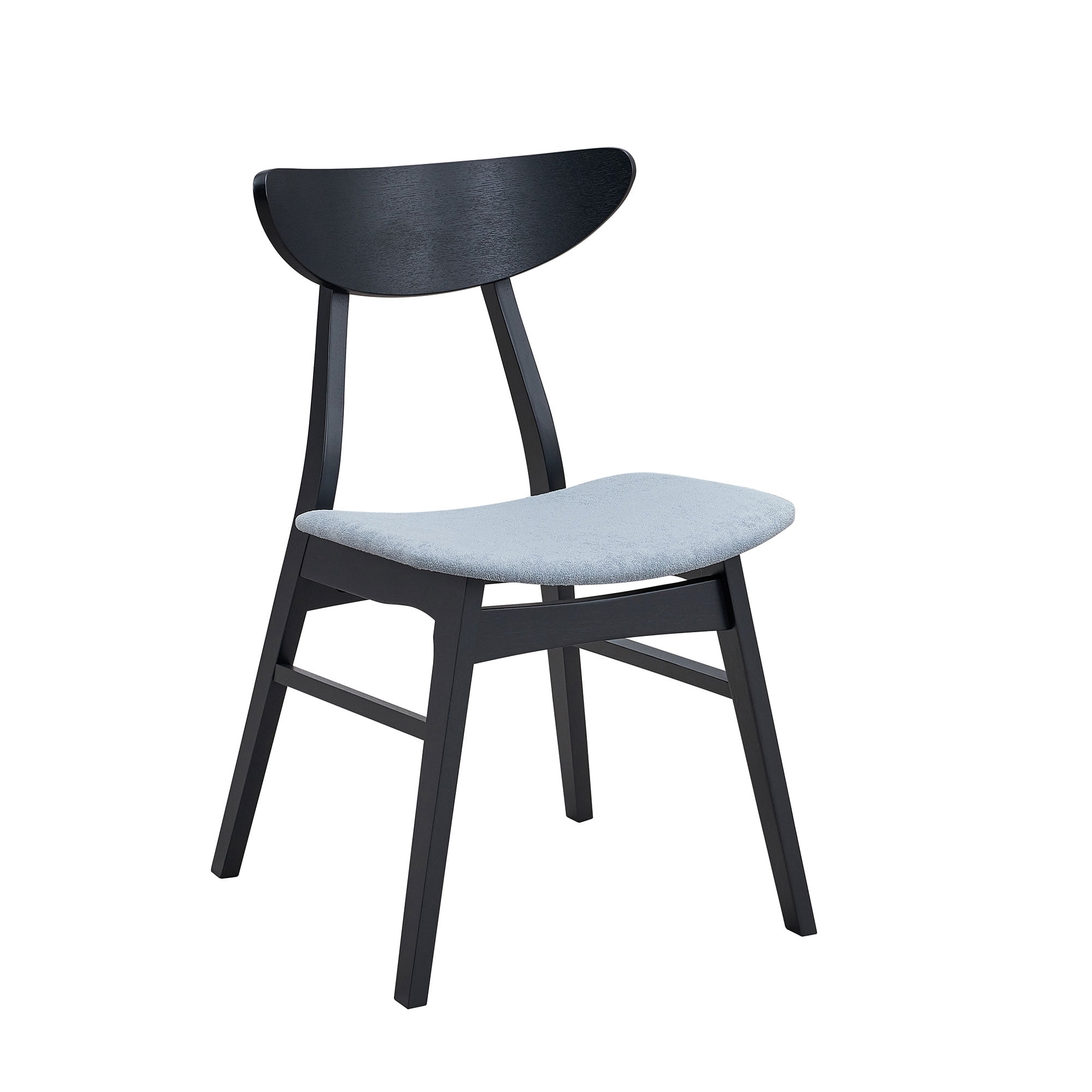 Dining Chairs Set, Kitchen Chairs, Modern Side Chairs&nbsp;Set of 2 Upholstered Dining Room Chairs, Rubber Wood Frame, Black, 30.71 Inch Height, Baby Blue Cushion
