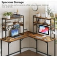 thumbnail image 5 of Desktop Bookcase, 2-Tier Desktop Organizer, 29.9" Wooden Office Storage Rack with Outlets, Display Shelf Rack with Light Strip, Desk Hutch for Office, 5 of 9