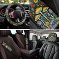 thumbnail image 4 of Uorisanigo Mushroom Flower 14 Pack Automobile Seat Cover Sets Soft Elastic Car Steering Wheel Cover and Cars Headrest Cover Center Console Cover and Seat Belt Pads Cars for Most Car SUV, 4 of 6