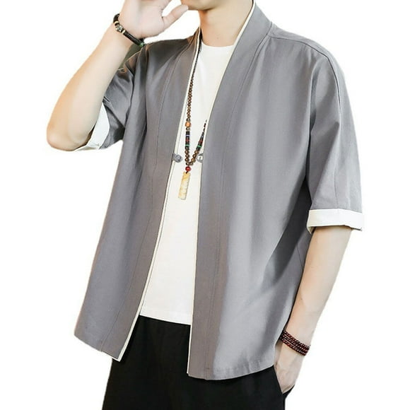 ZLight Kimono Cardigan Wave Coat Man Clothing Workmanship Japan Haori Traditional Multipurpose Long Sleeve Loose Design XL