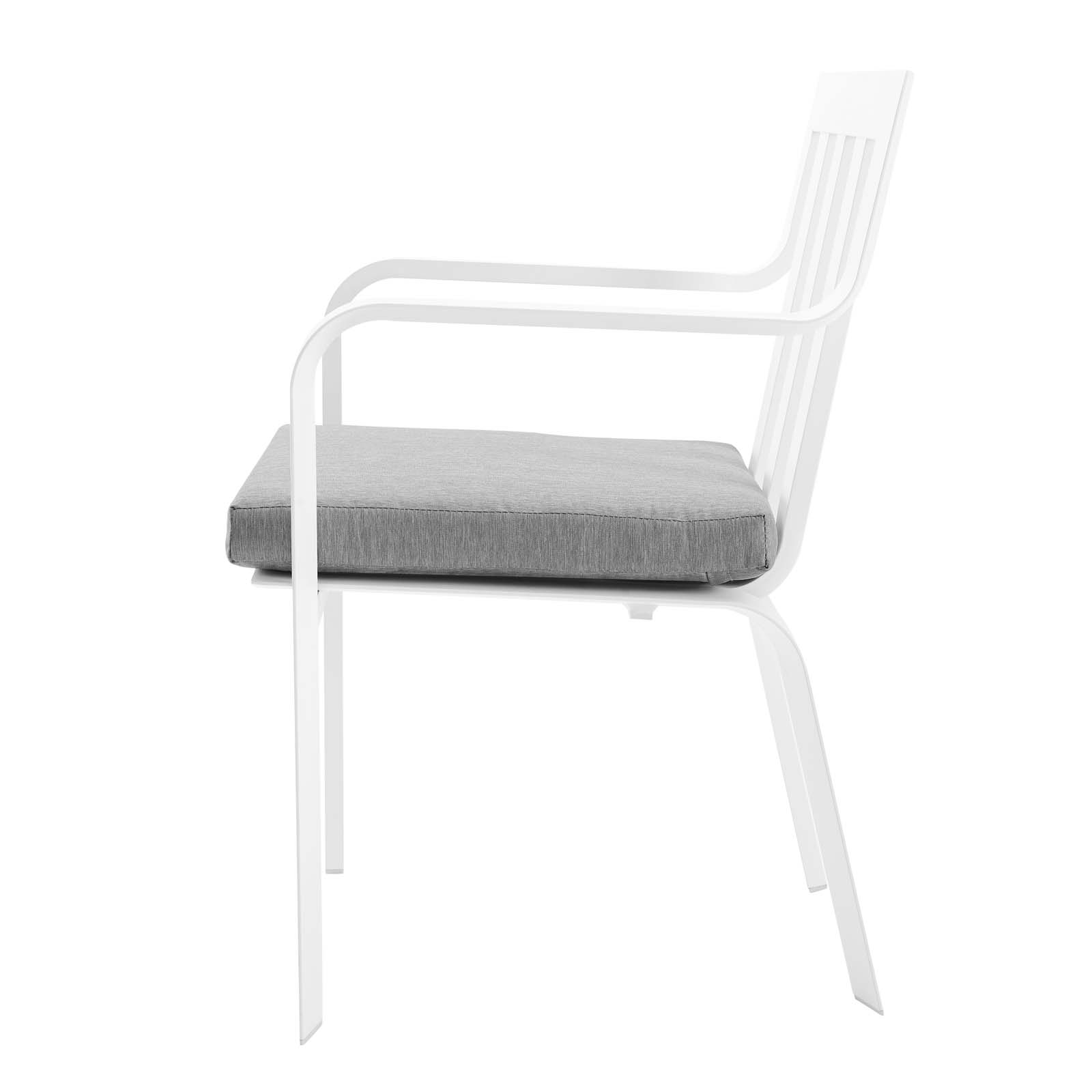Contemporary Modern Urban Designer Outdoor Patio Balcony Garden Furniture Side Dining Armchair Chair, Fabric Aluminum, White Grey Gray - image 3 of 6