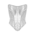 thumbnail image 2 of Feancey Bustier Corset Tops for Women Lace Up Back Bustiers Strapless Vintage Waist Cincher Overbust Corsets Halloween Costume for Party White L, 2 of 6