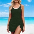 thumbnail image 4 of nerohusy One Piece Swimsuit Women Tummy Control Swim Dress Modest Full Coverage Bathing Suit Sleeveless Square Neck Swimdress,Army Green,L, 4 of 5