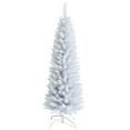 thumbnail image 1 of Costway 5ft Unlit Artificial Slim Pencil Christmas Tree with Metal Stand White, 1 of 10