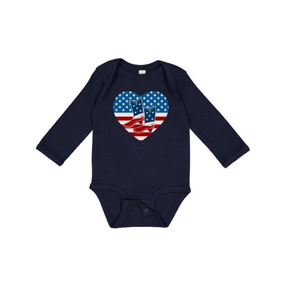 Inktastic USA Cowboy Boots Patriotic Boys or Girls Long Sleeve Baby Bodysuit