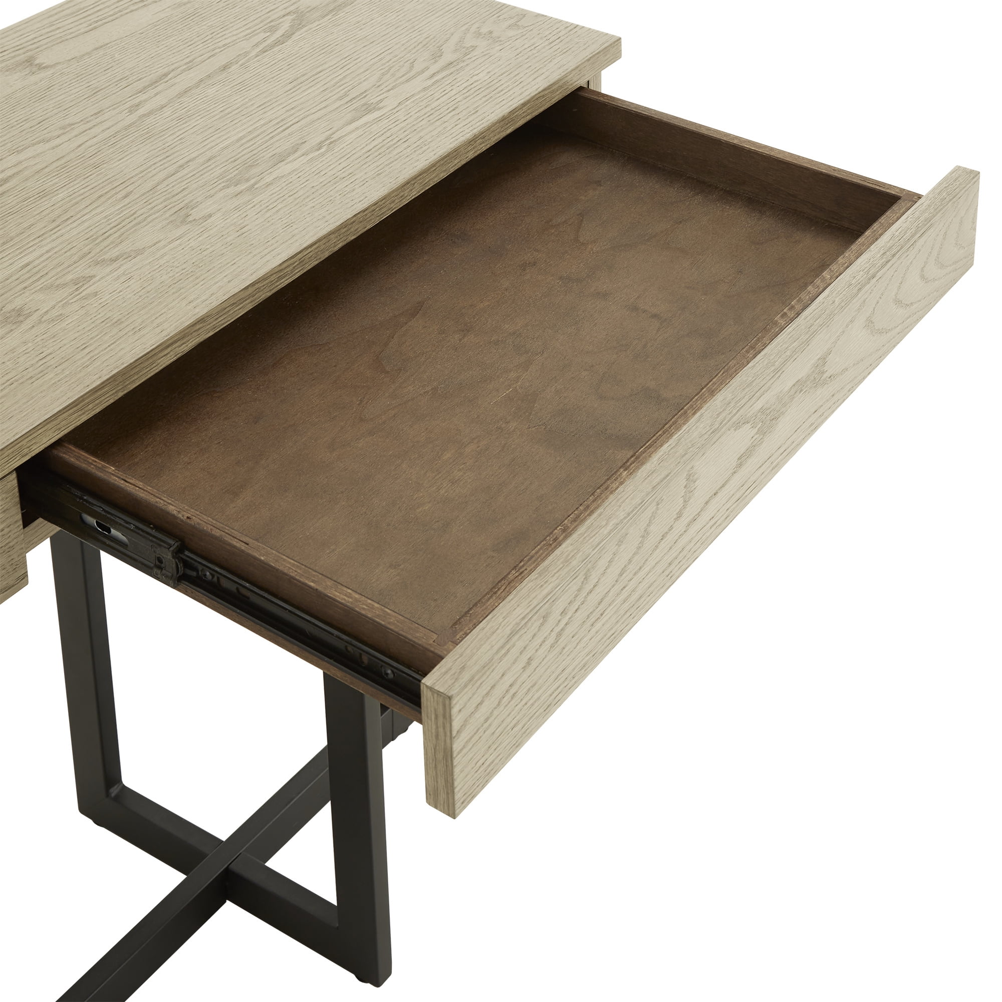 Weston Home Nadian Wood and Metal Console Table, Ivory